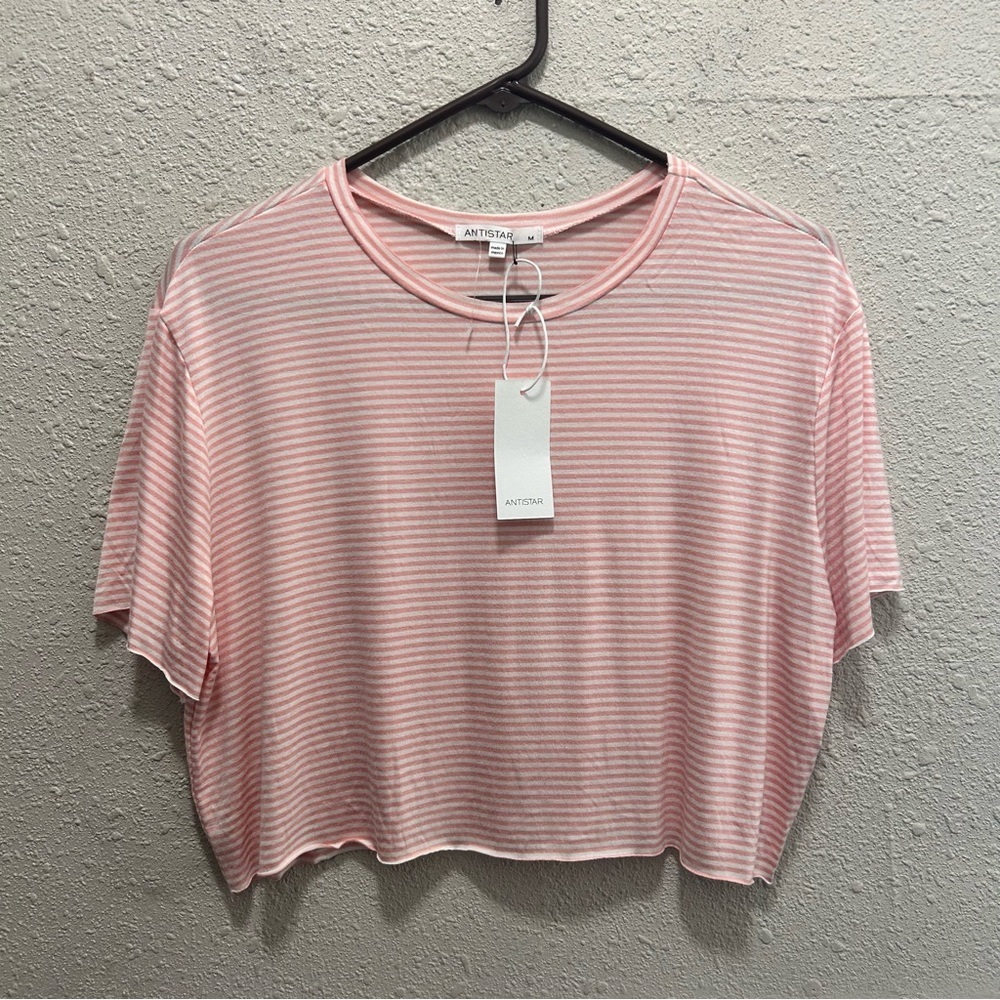 Antistar Peachy Pink & White Stripped Crop Top NWT Medium